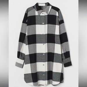 h&m cotton plaid dress shacket